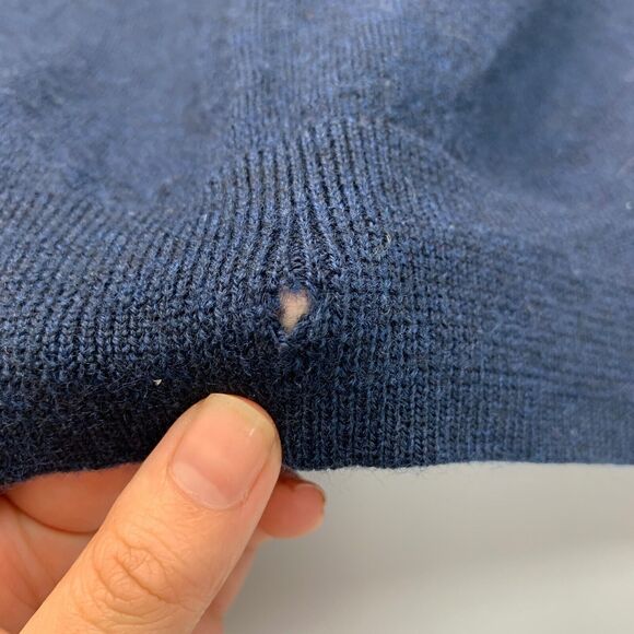 Turnbury Sweater Mens 2XT Tall Man Storm Blue Merino Wool V Neck Pullover - Picture 10 of 14